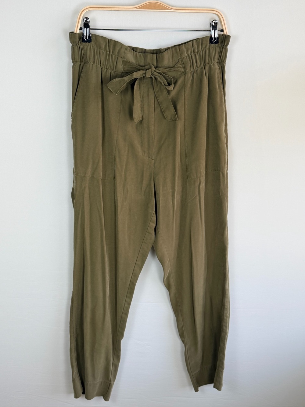 H&M Olive Green Tie Waist Tapered Pants Size 12